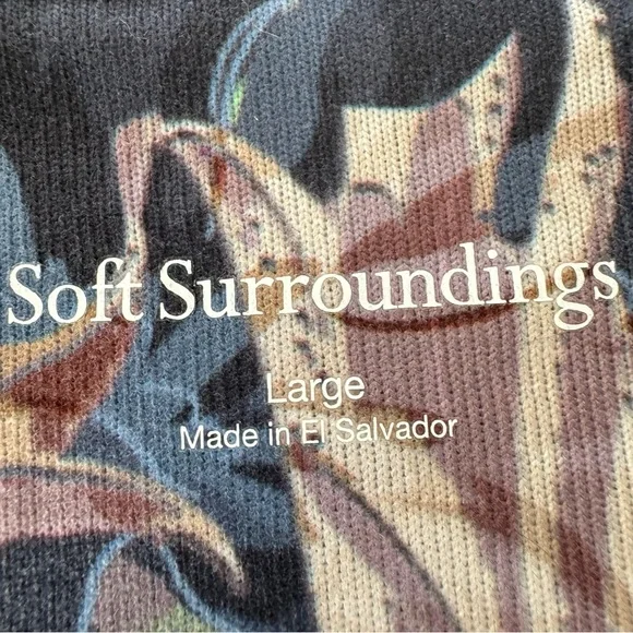 Soft Surroundings Botanical Tuileries 3/4 Sleeve Tunic Womens L Lagenlook Floral - Picture 9 of 12